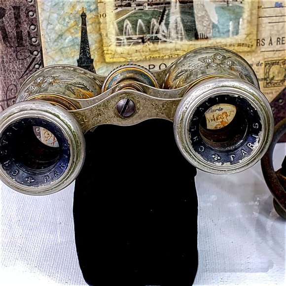Antique Opera Glasses Binoculars "Chevalier Paris" France 1898-1900 Floral Leaf - Picture 12 of 15